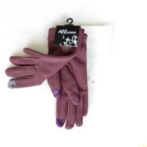Faux-Fur Laced Cuff Gloves (Plum/Light Purple) M